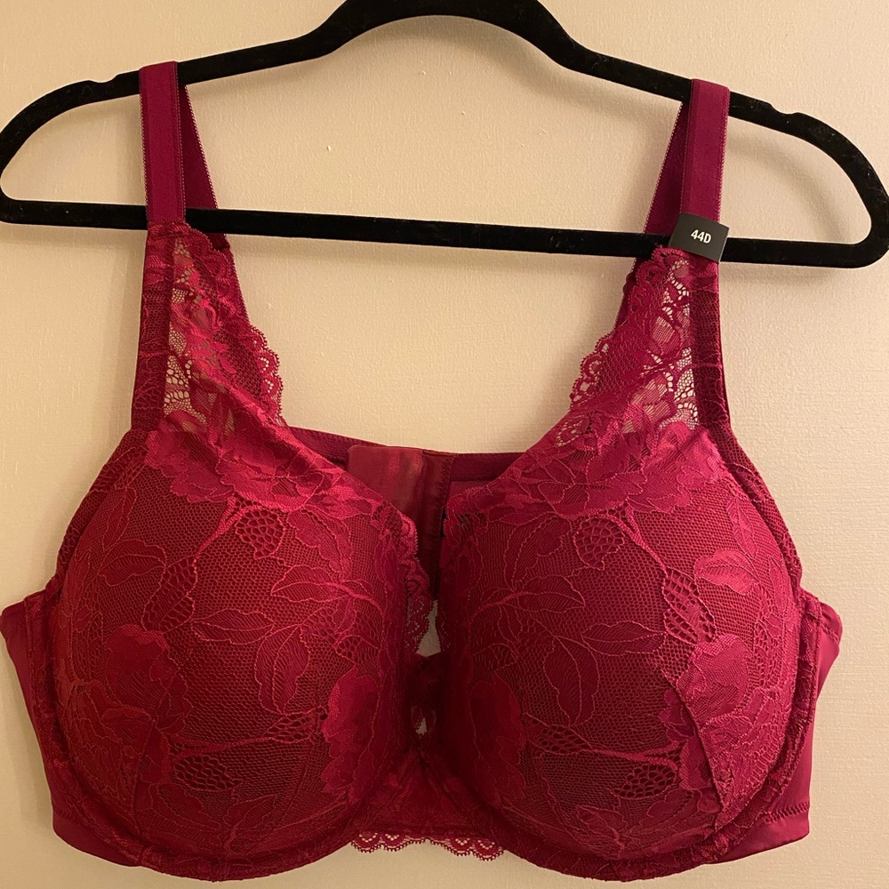 Torrid Curve Push Up Plunge Bra, Maroon, 44D, NWT